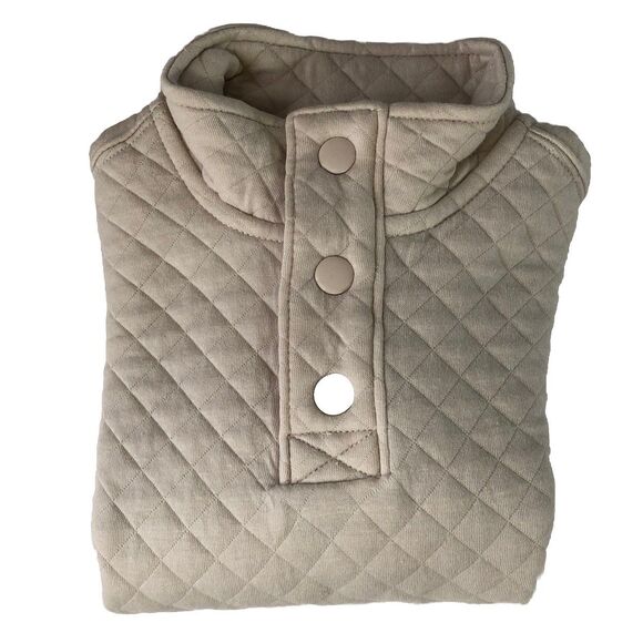 Old Navy Boys Ivory Quilted Fleece Sweater 1/4 Snap Button Size XS (5) - Picture 5 of 16